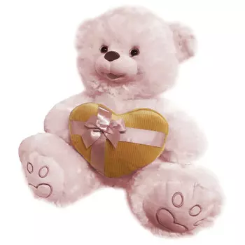 Игрушка мягкая TOY and JOY медведь с сердцем 38см светло-розовый 1-4110-38ск
