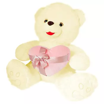 Игрушка мягкая TOY and JOY медведь с сердцем 60см светло-бежевый 1-4110-60ск