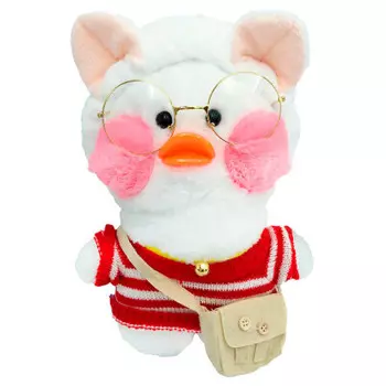 Игрушка мягкая утка лалафанфан белый в красной кофточке в полоску tgduck8175003
