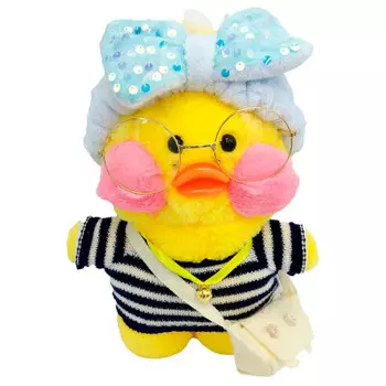 Игрушка мягкая утка лалафанфан желтый в черной кофточке в полоску tgduck8175003