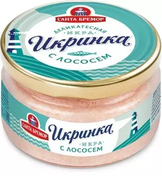 Икорное рыбное изделие икра деликатесная икринка 160 г с копченым лососем санта бремор