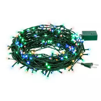 Электрогирлянда Vegas нить 100 разноцветных ламп контроллер 8 режимов зеленый провод 10м 55061