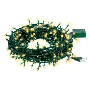 Электрогирлянда Vegas нить 100 теплых ламп контроллер 8 режимов зеленый провод 10м 55062