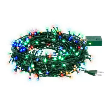 Электрогирлянда Vegas нить 200 разноцветных ламп 8 режимов зеленый провод 20м 55067