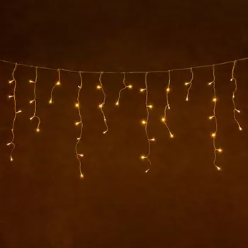 Электрогирлянда вегас бахрома 192 теплых led ламп/прозрачный провод/48 нитей/6*0,6м 8 режи 55143