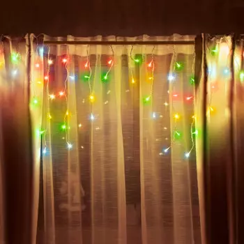 Электрогирлянда вегас бахрома 48 разноцветных led ламп/12 нитей/контроллер 8 режимов/п