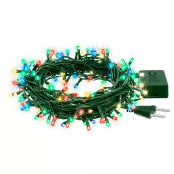 Электрогирлянда вегас нить 10 м 100 разноцветных ламп 8 режимов зеленый провод 220 v 55