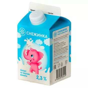 Йогурт 450 г 2, 3% ваниль снежинка пюр-пак кузминки-молоко