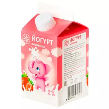 Йогурт 450 г 2% клубника пюр-пак кузминки- молоко