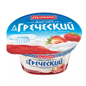 Йогурт а-ля греческий 140г 4,8% клубничный эрманн