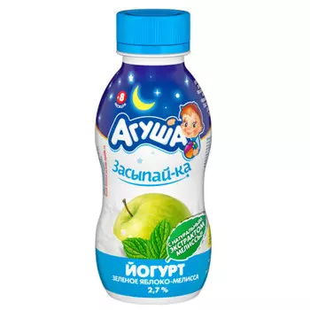 Йогурт агуша 200 г 2, 7% зеленое яблоко мелисса пл/бут