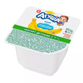 Йогурт агуша 90г 2,7% банан вязкий д/детей с 8 месяцев