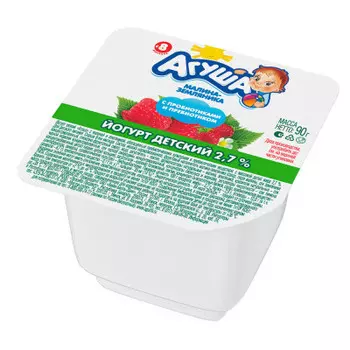 Йогурт агуша 90г 2,7% земляника малина вязкий д/детей с 8 месяцев