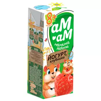 Йогурт АмАм 210г 2,5% питьевой клубника с 8-ми месяцев