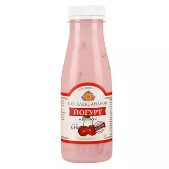 Йогурт б.ю. александров 290г 1,5% вишня пл/бут