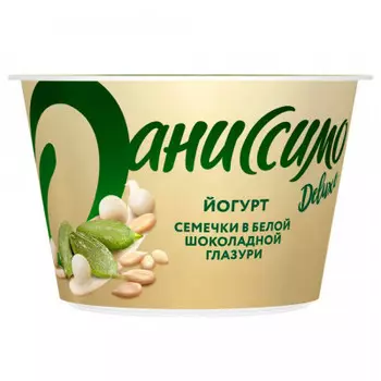 Йогурт даниссимо делюкс 135 г 2, 9% семечки в белой шоколадной глазури