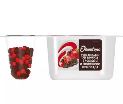 Йогурт даниссимо фантазия 105 г 6, 9% хрустящие шарики клубники и молочного шоколада