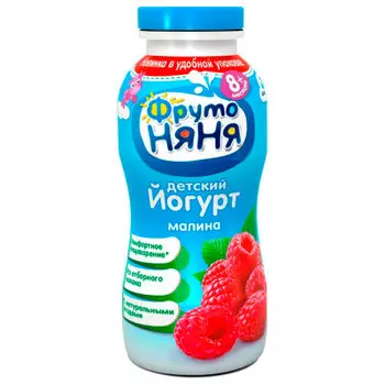 Йогурт ФрутоНяня 200г 2,5% питьевой малина