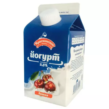 Йогурт краснинское 450г 2,5% вишня тетра-пак
