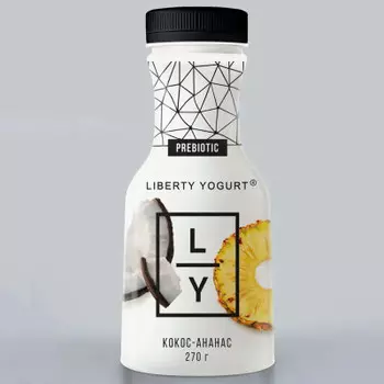 Йогурт liberty yogurt 270 г 1, 5% с ананасом, личи и кокосом питьевой