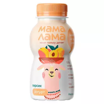 Йогурт мама лама 200г 2,5% персик пл/бут