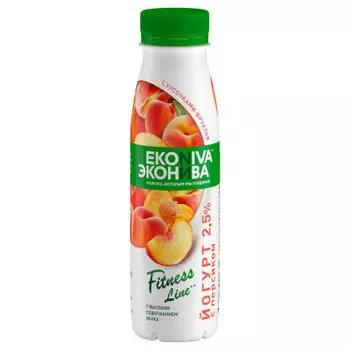 Йогурт питьевой эконива 300г 2,5% фит лайн с персиком