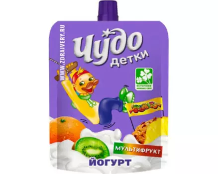Йогурт питьевой чудо детки 85г 2,5% мультифрукт дой-пак