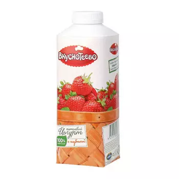 Йогурт вкуснотеево 750 г 1, 5% питьевой клубника