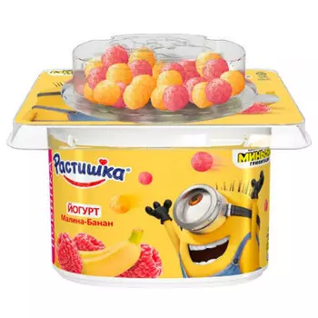 Йогурт растишка 114 г 3% малина банан с рисовыми шариками