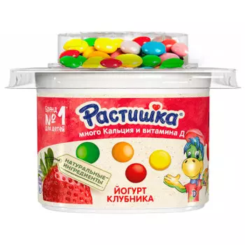 Йогурт растишка 116 г 3% клубника и злак. драже цветн. шок