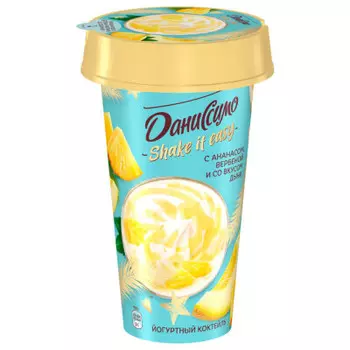 Йогуртный коктейль даниссимо 190 г 2, 7% с ананасом вербеной и со вкусом дыни