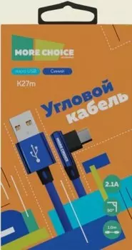 Кабель usb 2.1 a для micro usb more choice k27 m нейлон 1 м