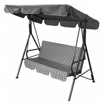 Качели садовые 2-х местные габи олса каркас черный м/э серый белый рисунок полоска с950