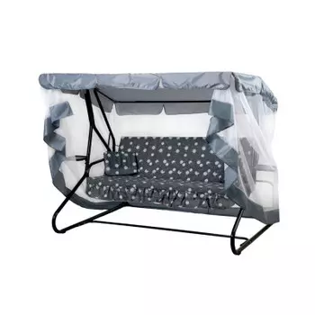 Качели садовые 3-х местные люкс 2 олса каркас серый м/э серый рисунок цветы с1398