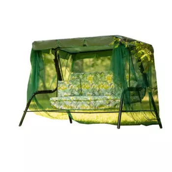 Качели садовые 3-х местные варна олса каркас зеленый м/э разноцветный рисунок листья с1260