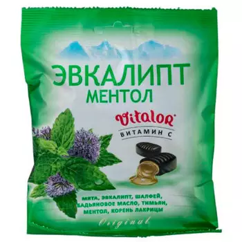 Карамель 60г виталор эвкалипт-ментол с витамином с бад