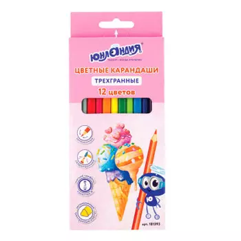 Карандаши 12цв Юнландия сладкие истории трехгранные заточенные 181393