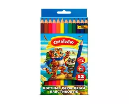 Карандаши 12цв креативики пластиковые цкп12кр