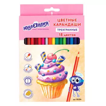 Карандаши 18цв Юнландия сладкие истории трехгранные заточенные 181394