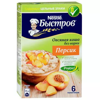 Каша быстров 40г пребио овсяная персик