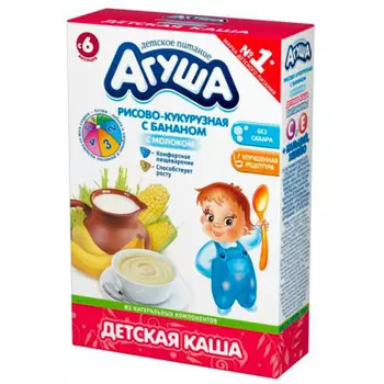 Каша детская агуша 200г молочная рисово-кукурузная с бананом с 6 месяцев
