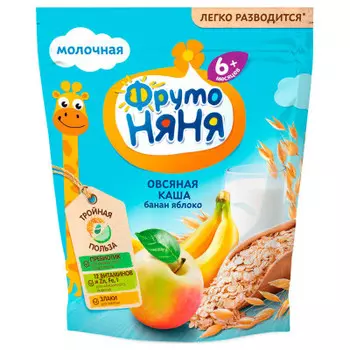 Каша ФрутоНяня 200г молочная овсяная банан яблоко с 6 месяцев