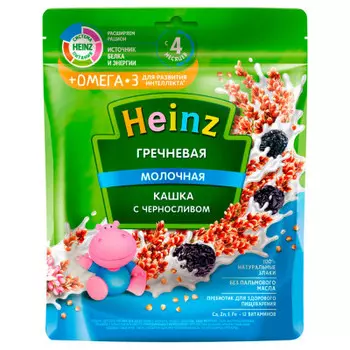 Каша хайнц 200 г молочная гречневая с черносливом с омега 3 с 4 месяцев