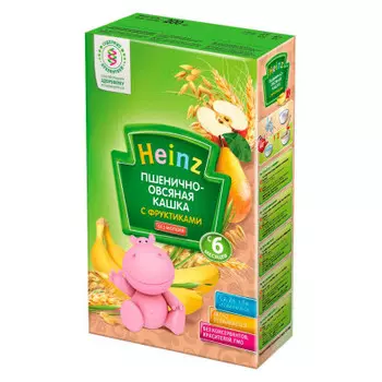 Каша хайнц 200г б/молочная пшенично-овсяная с фруктами с 6 месяцев