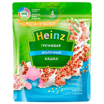 Каша хайнц 200г молочная гречневая с омега 3 с 4 месяцев