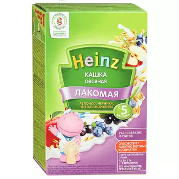Каша Heinz 200г молочная лакомая овсяная яблочко черника черная смородинка с 5 месяцев
