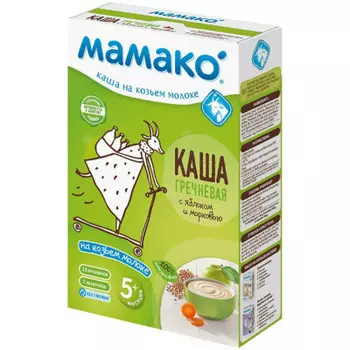 Каша мамако 200г молочная гречневая с яблоком и морковью на козьем молоке с 5 месяцев