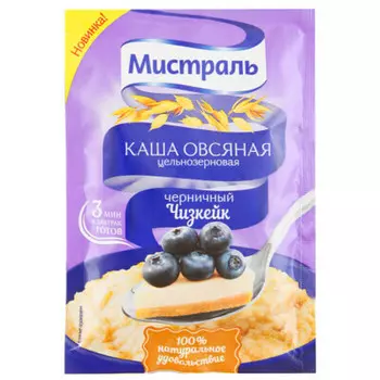 Каша мистраль 40г овсяная черничный чизкейк