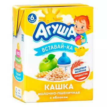 Каша молочная агуша вставай-ка 200 мл 2, 5% яблоко пшеница тетра-бейс