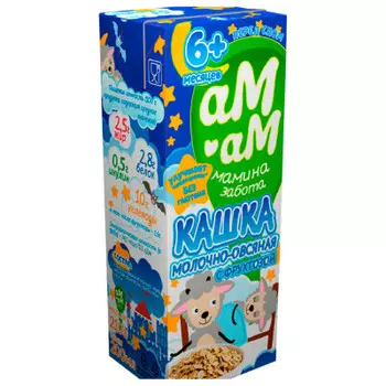 Каша молочно-овсяная Ам-Ам 210г 2,5% с 6-ми месяцев